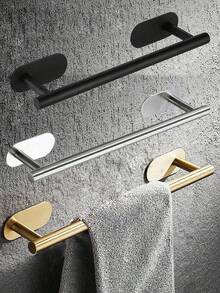 1pc Luxury Gold Stainless Steel Self-Adhesive Towel Bar - Easy Installation Without Drilling, Wall-Mounted Towel Rack, Elegant Bathroom Decor, Bathroom Towel Holder, Bathroom Accessories, Adhesive Towel Rack, Wall-Mounted Bathroom Towel Rack, Bathroom Storage, Towel Hook, Towel Shelf, Bathroom Organizer, Bathroom Furniture, Bathroom - Multicolor - View 1