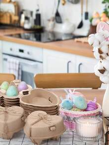 30/10pcs/Set 1 Easter Egg Box Set, Heart-Shaped Egg Carton Set Includes Jute Rope, Paper Pulp Egg Containers, Easter Gift Packaging, Easter Party Decor, Reusable Kitchen Egg Storage Box, Suitable For Kitchen, Farm, Easter, Holiday Gifts, Holiday Decor Baskets, Holiday Gift Boxes - Multicolor - View 11