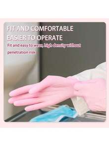 100只装 4mil 樱花粉色一次性无乳胶手套，适用于清洁、美甲、纹身、美发沙龙、园艺、美容院、纹身师、美容师、染发、造型、环氧树脂作业、家庭、办公室及专业用途，无粉 - 粉色 - 查看 7