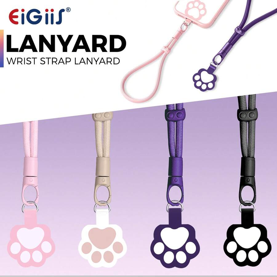 EIGIIS 1pc Adjustable Phone Wrist Strap Lanyard, 360° Rotating Clip, Ultra-Thin Pad, Durable Polyester, Universal Cell Phone, Multifuctional Patch Lanyards For Women And Men - Multicolor - View 1