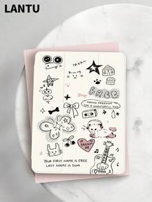 1个可爱猫咪涂鸦印花平板电脑保护套，兼容苹果iPad 10.2英寸/iPad Pro 11英寸（2020/2021款）、iPad（A16）11英寸第11代（2025款）、iPad第9/10代、iPad Air 4代（10.9英寸）、三星Galaxy Tab S6 Lite 10.4英寸等，防摔，带笔槽，支持睡眠/唤醒功能，浪漫礼物 - 彩色 - 查看 3