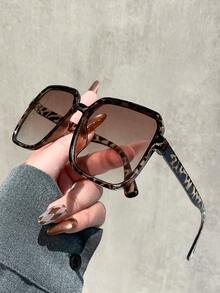 一副豹纹波西米亚风PC（聚碳酸酯）眼镜，时尚百搭 - 彩色 - 查看 4