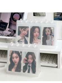 3英寸极简主义明信片展示相册，蘑菇扣桌面支架，翻页日历，照片相册 - 彩色 - 查看 2