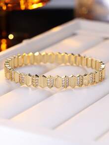 1 pieza Brazalete geométrico minimalista de patchwork, accesorio de estilo elegante para el transporte - pulsera - Ver 6