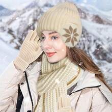 4pcs Women Winter Hat, Scarf, Gloves, Socks Set - Warm Knitted Beanie With Ear Flaps, Touchscreen Gloves, Long Knitted Scarf, Warm Long Socks, Suitable For Girls In Winter, Unisex Winter Accessories - Multicolor - View 4