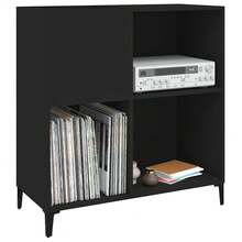vidaXL Armoire à disques noir 84,5x38x89 cm ingénierie du bois - Noir - Voir 4