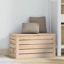 vidaXL Caja de almacenamiento madera maciza de pin 59,5x36,5x33 cm - Marrón - Ver 3