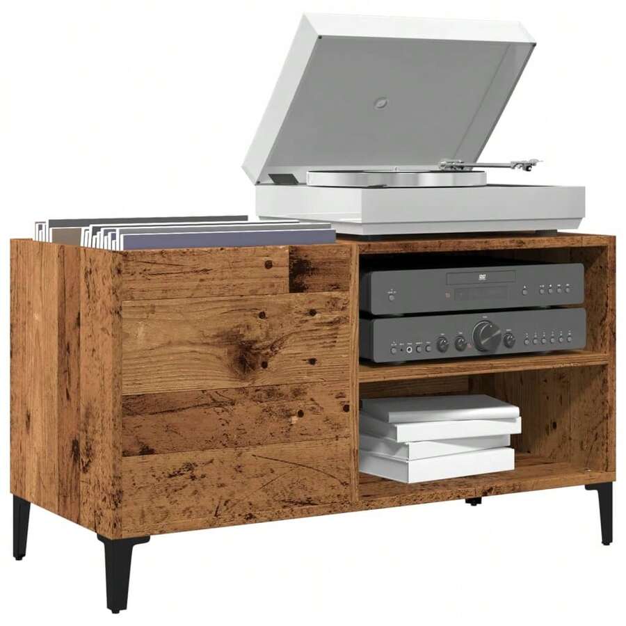 vidaXL Armoire à disques vieux bois 84,5x38x48 cm en ingénierie - Tabac - Voir 1