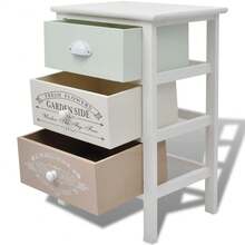 vidaXL Armadio da parete in stile francese a 3 cassetti in legno - Bianco - Visualizzare 4