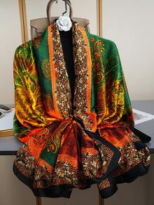 1pc Fashionable Outdoor Shawl Scarf, New Printed Scarf, Luxury Neckerchief 85*180CM, Women Silk Scarf - Multicolor - View 1