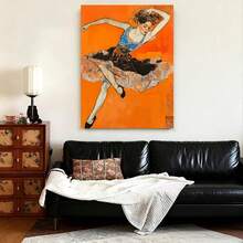 Framed [Flat] 1pc Egon Schiele Moa 1911 Dancer Print With Frame - Modern Abstract Wall Art, High-Quality Orange Black Blue Artwork For Living Room, Bedroom, Home Office Decor - Unique Gift Idea, Bedroom Artwork, Dancer Poster, Bold Color Design, Detailed Artwork, Flat, Perfect For Room Decor - Đóng khung - Xem 1