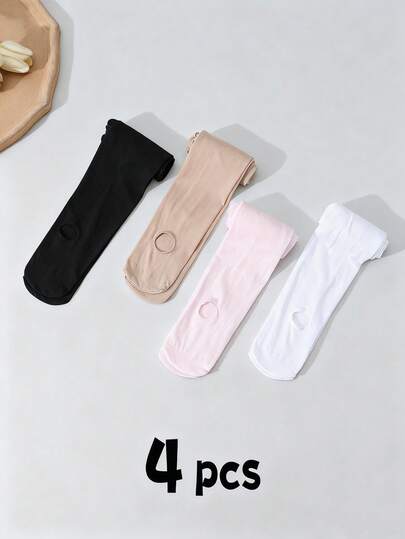 4 pares de mallas de baile para niñas, pantimedias con trabillas, ultra delgadas y transpirables adecuadas para el verano, con protección solar UPF 50, en colores básicos, de punto de alta densidad y pantalones ajustados elásticos