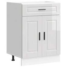 vidaXL Armoire de cuisine Porto blanc brillant bois ingénierie - Blanc - Voir 2