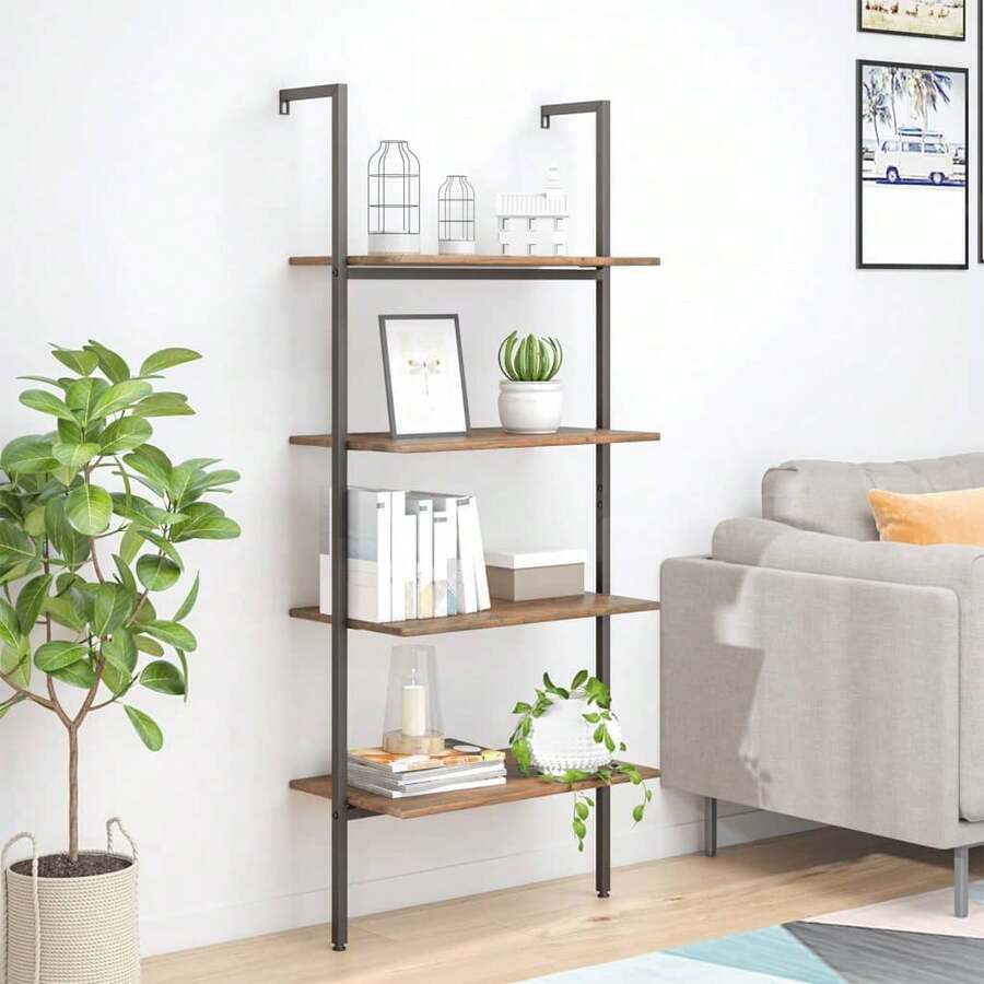 vidaXL Étagère con 4 niveles marrón foncé y negro 64x35x152,5 cm - Marrón - Ver 1