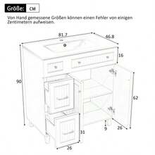 Bathroom Vanity Unit With 81.7 Cm Basin - Freestanding Unit With Ceramic Basin, Lacquered Surface, Multifunctional Storage Space And Solid Wood Legs, Modern And Luxurious Design - White