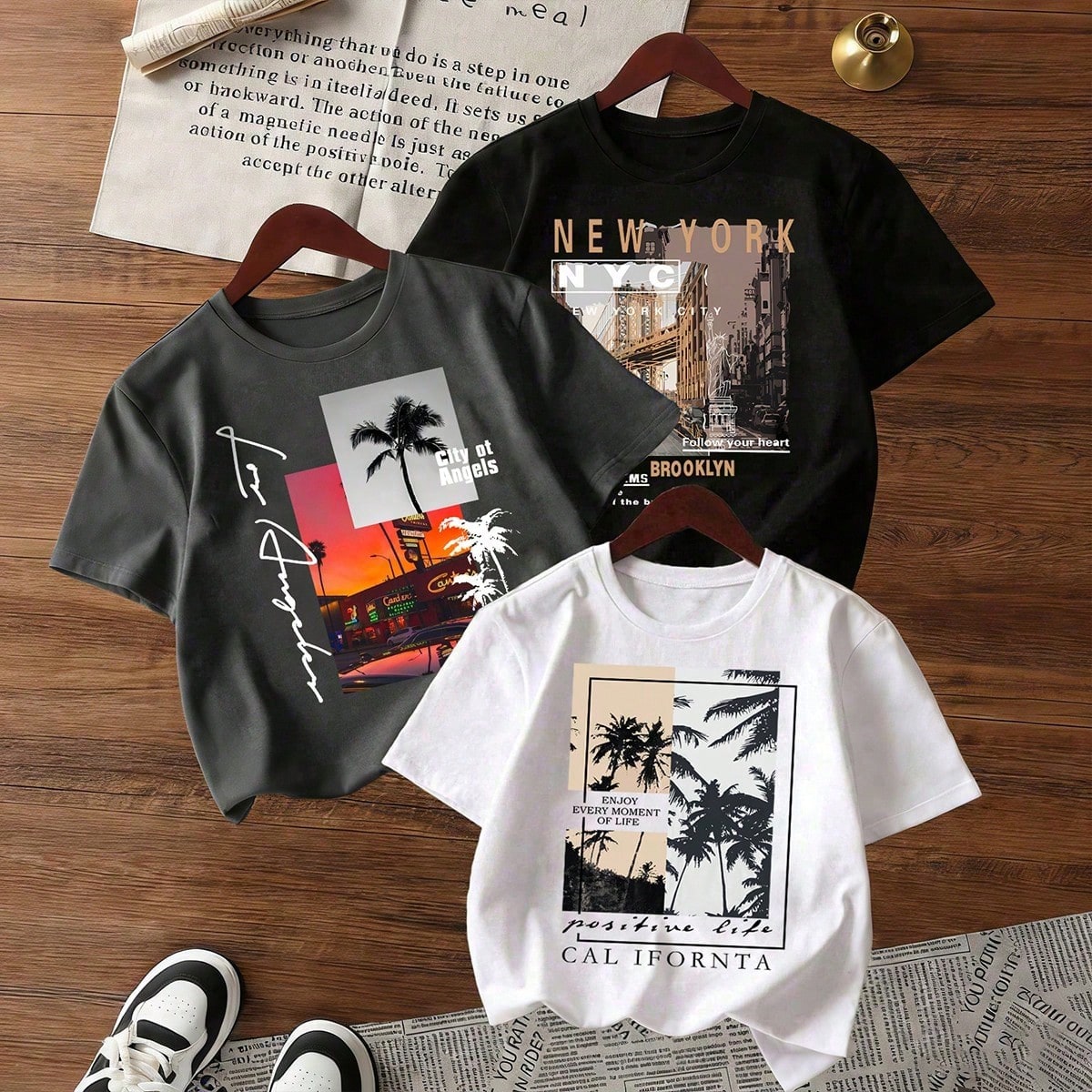 Piezas Camiseta de manga corta con estampado de letras tropicales para niño pequeño