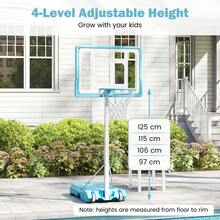 COSTWAY Pool Basketball Hoop, Poolside Basketball Goal With 32" Shatterproof Backboard, 3.1-4.1 FT Adjustable Height, Fillable Base And Wheels, Portable Basketball Hoop For Indoor Outdoor, White - White - View 6