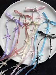 2个芭蕾舞风格女士简约丝带蝴蝶结发夹，适合各种场合，可爱花朵发夹，情人节礼物，发爪夹，发卡，学生用品，优雅，学院风，女士冬季装扮，蝴蝶结，发饰