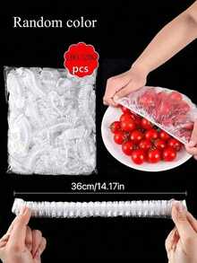 100pcs/Pack Disposable Plastic Food Covers, Colorful Elastic Wrap Film, Reusable Dish Lids, Kitchen Storage Bags - Multicolor - View 7