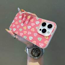 Funda para teléfono con diseño de corazones coloridos y frases románticas. Compatible con fundas para teléfonos ,  17,  16 Pro Max,  15 Pro Max,  13 y  12. Fabricada en TPU, ofrece protección contra golpes y caídas. Un regalo ideal para familiares, amigos, parejas, novios/novias y para San Valentín. - Rosa - Ver 6