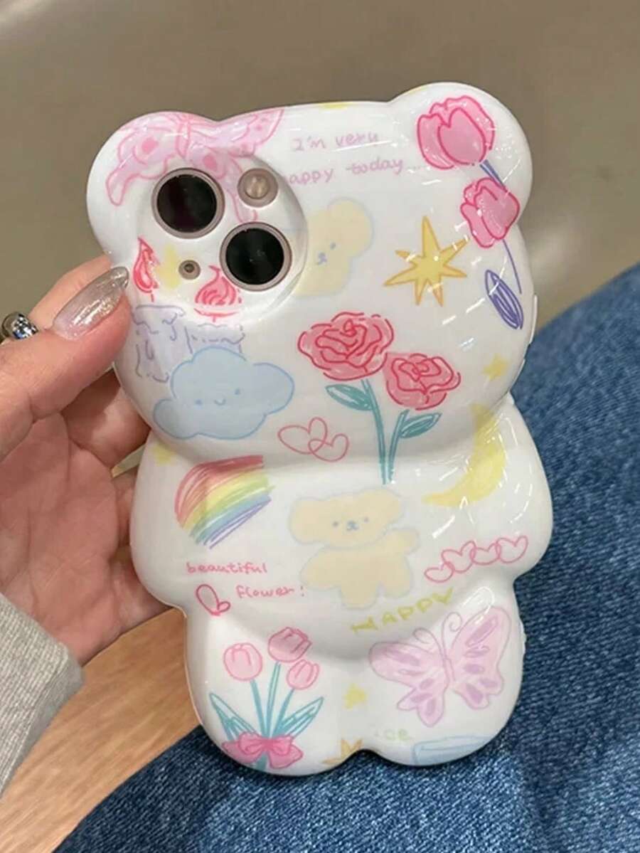 1个3D卡通可爱小熊和小猪图案保护壳,兼容 15 Pro Max、16 Pro、14、13、11、12,防震且高品质,是送给亲戚、朋友、家人、情人节的绝佳礼物。 - 白色 - 查看 1