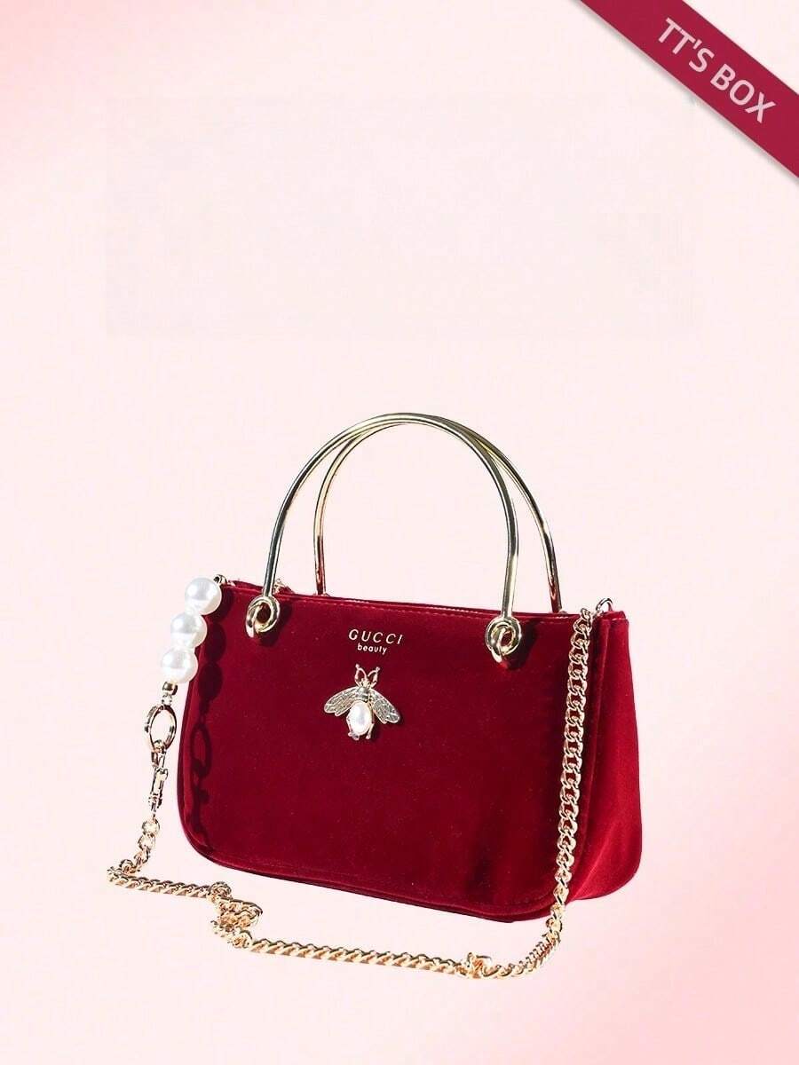 Gucci 定制天鹅绒单肩包 - 奢华手工手提包，可定制设计，优雅晚宴手拿包，适合特殊场合和日常使用 - 奢华红/黑女士手拿包，大容量晚宴及旅行包，精美礼品包装 - 137881974 - 查看 1