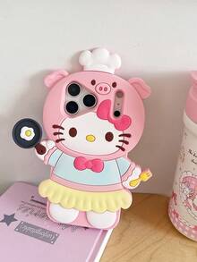 Sanrio 3D Cute Cartoon Chef KT Cat 17 Pro Max Phone Case, 14 Silicone Full Body Shockproof Anti-Fingerprint Large Hole 14 Pro 15 Pro Soft Shell 12 Pro Max Dirt-Resistant - Multicolor - View 4