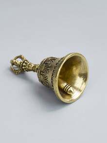 1pc Handcrafted Bronze Bell With Striking Handle, Exquisite Craftsmanship Producing Melodious Sound, Suitable For Church, Wedding, School And Various Celebration Occasions - Multicolor - View 2