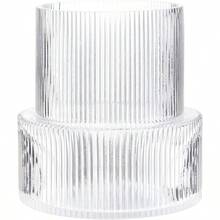 Ribbed Glass Vase, Flower Vase, Fluted Vases Flowers, Modern Vases Living Room, Dining Table, Entryway, Shelf, Wedding, Office, Coffee Table, Birthday, 5 Inches - 清晰+大 - View 2