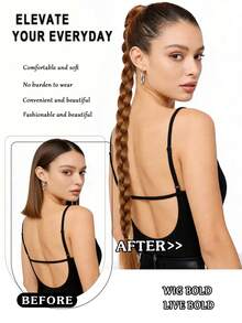 18-30 Inch Braided Ponytail Hair Extensions, Natural Soft Synthetic Hair Piece, Suitable For Holiday Cosplay And Daily Wear - Linen Gold - View 4