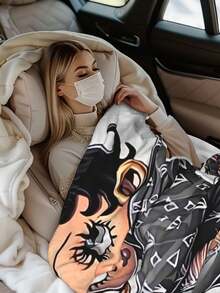 Betty Merch Boop Soft And Comfortable Warm The Wool Blanket Fan Suitable For Room Sofa Bed Car Lets Trip Camping Sofa Decoration Merch Gift Blankets - màu đen - Xem 5