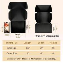 9x6x4 Inches Shipping Boxes Set Of 25, Small Corrugated Cardboard Box, Literature Mailer, Gift Boxes (Black, 9x6x4) - Black - 查看 4