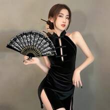 1pc 1920s Retro Lace Hand Fan Stage Performance Party Decoration Masquerade Singles Party Decoration - 彩色 - 查看 9