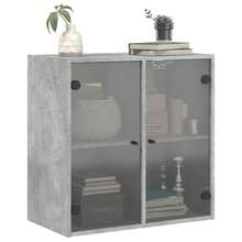 vidaXL Armoire murale avec portes et verre gris béton 68x37x68,5 cm - Gris - Voir 4