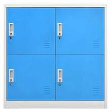 vidaXL Armoires à casiers 2 pcs Gris clair et bleu 90x45x92,5 cm Acier - Bleu azur - Voir 3