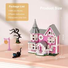 Juego de construcción de la casa del palacio rosa, kit de juguetes modelo de mansión de Halloween, bloques de construcción de casa embrujada, compatible con , arquitectura de terror para niños y - 1 - Ver 2