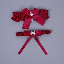 Bow Tie Garter Belt With Pearl Rhinestone Sexy Lace Garter, Creative Leg Chain Garter For Wedding