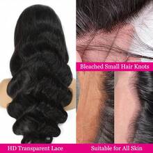 [40 Inch 200% Density] Body Wave Glueless Wigs Human Blended Hair 13x6 HD Transparent Lace Frontal Weaves Brazilian Virgin Hair Wig Pre Plucked Natural Hairline & Pre-Bleached Invisible Knots With Baby Hair Suitable For Women To Wear On Daily Or Holiday Occasions Synthetic Wig Cosplay Wigs Suitable For Halloween Or Parties - 自然色&黑色系 - 查看 4