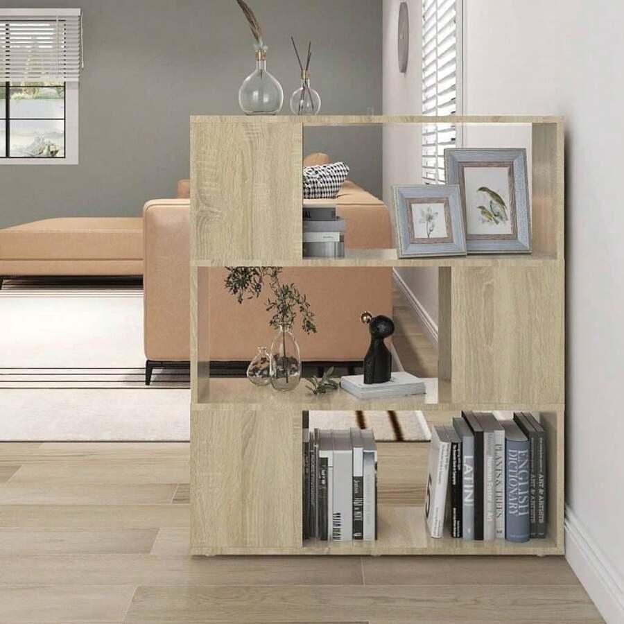 vidaXL Biblioteca/separador de piezas color madera Sonoma 80x24x94 cm - Marrón - Ver 1
