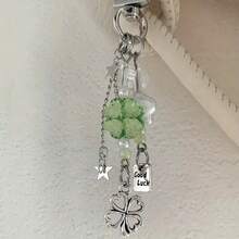1pc Lucky Four-Leaf Clover Phone Charm – Stylish Car & Bag Pendant, Perfect Gift For Men & Women, Ideal For Holidays & Special Occasions - Cỏ ba lá - Xem 2