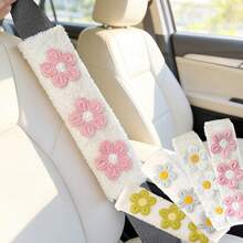 Soft Car Seat Belt Cover Fresh Flower Design 1 Or 2 Pcs Optional Shoulder Protection