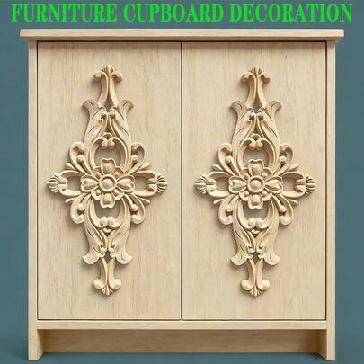 1pc Wooden Carved Inlaid Hollow Rhombus Decorative Applique, Unpainted Wood Material, Woodworking Supplies, Suitable For Cabinets, Doors, Furniture, Accent Walls, Entryways, Christmas, Halloween, Thanksgiving, Valentine's Day And Other Home Decor, DIY Decoration, Decorative Trim