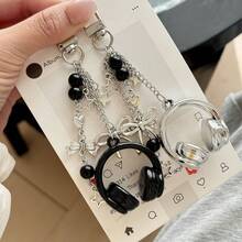 1pc Solid Color Casual Acrylic Headphone Keychain, Phone Lanyard, Bag Charm, Suitable For All Seasons - Multicolor - View 2