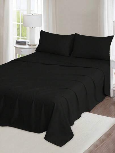 Juego De Sábanas Matrimonial De Unicolor Supersuave 3000 Hilos, Tejido Suave Y Agradable Para La Piel, Transpirable Y Cómodo, 4 Piezas / (1 Forro, 1 Sábana/ 2 Fundas)