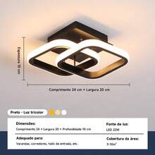 One-Piece Indoor Pendant Light, Double-Sided Ceiling Light, 3000K-6000K, Suitable For Hallways, Staircases, Balconies, Terraces, Living Rooms, And Kitchens. - Black - View 10