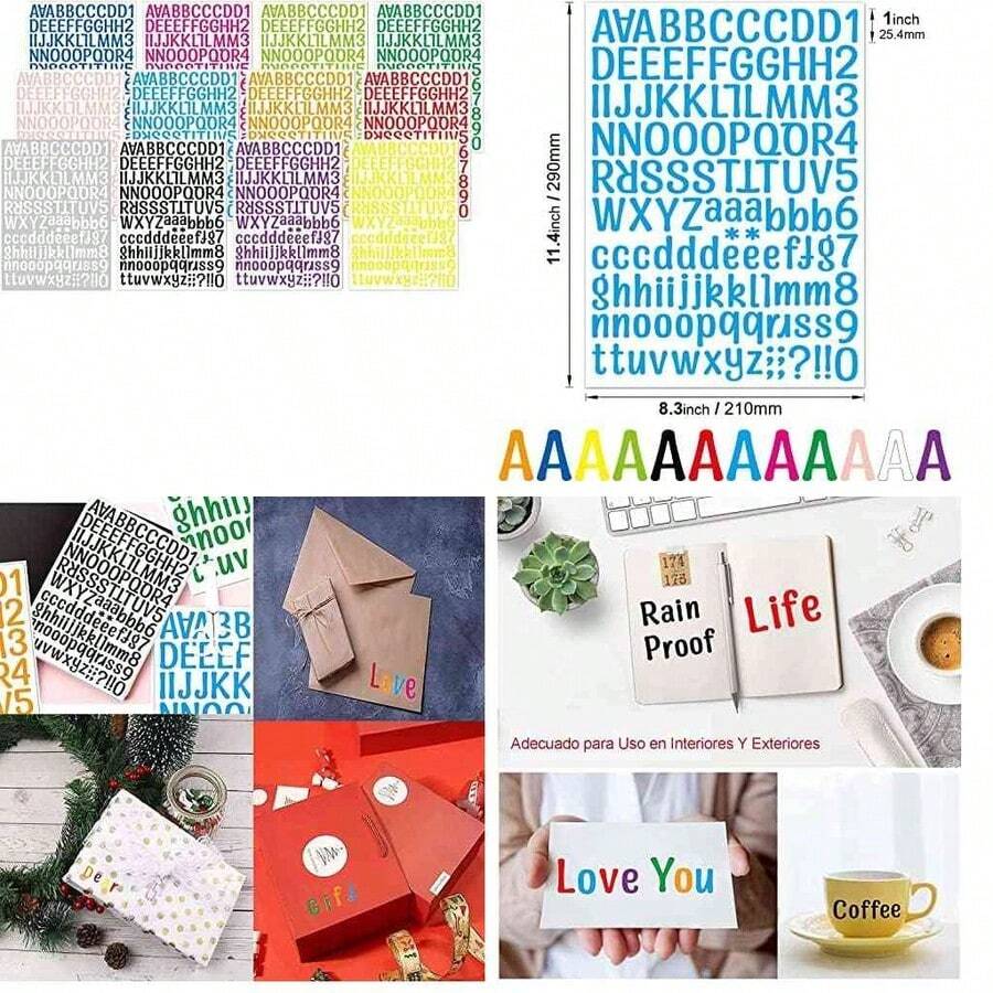 400 piezas de Pegatinas de Letras Doradas, Pegatinas de Nmeros, Impermeables - letras - oro - Ver 1