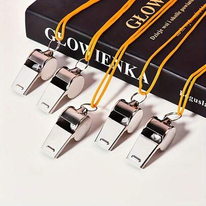 10PCS/5pcs Personalized Stainless Steel Sports Whistle With Lanyard, Loud Sound Whistle - Ideal Choice For Coaches, Referees And Officials | Outdoor Gift Or Back-To-School Teacher Favor, Lifeguard Whistle, Loud Stainless Steel Whistle For Sports Events, Suitable For Various Scenarios, Durable And Portable Survival And Camping Whistle, Applicable For Referees, Outdoor, Emergency, Sports Scenes, High Volume