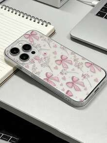 蝴蝶结 1 件装 粉色蝴蝶结 简约苹果 11/12/13/14/15/16/17/Pro Max 手机壳 - 粉色 - 查看 4