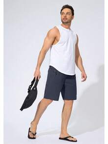 Men's Swim Trunks Quick Dry Board Shorts With Zipper Pockets Beach Shorts Bathing Suits Men - No Mesh Liner - 霧霾藍 - 查看 2