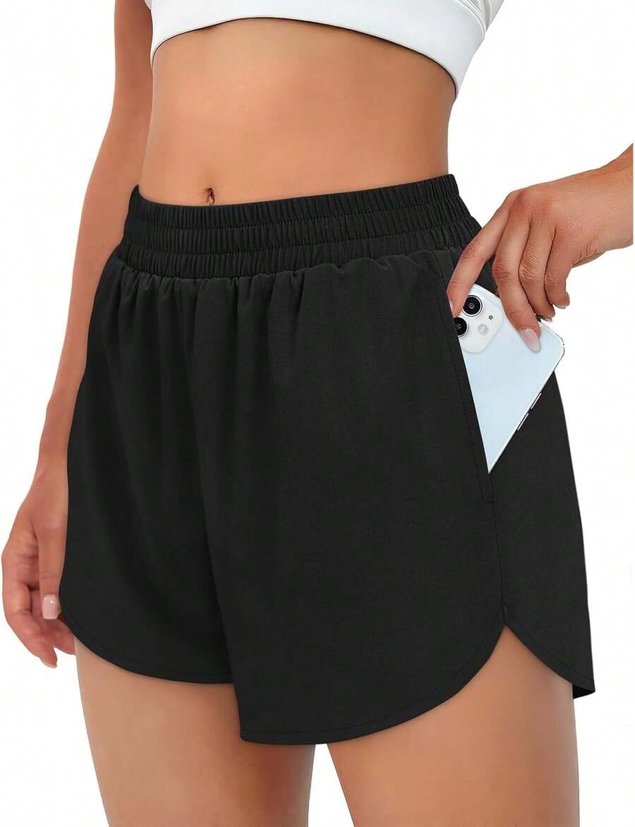 NIASHOT 3 Workout Shorts Women With Liner Biker Athletic Running Hiking Yoga Quick Dry Side PocketsA Valentine's Day DNFK - 黑色 - 查看 1